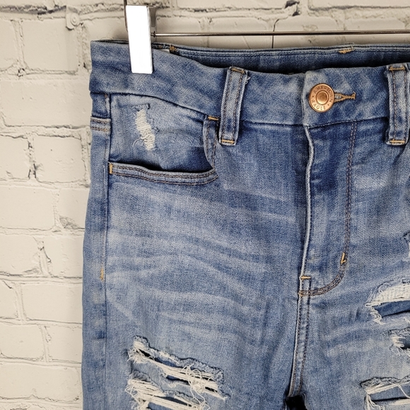 AMERICAN EAGLE | curvy hi-rise jegging distressed destroyed skinny stretch jeans - Picture 3 of 11